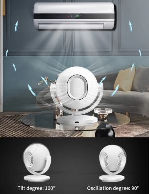 Quay 2 bên 90°, lên xuống 100°, làm mát được toàn bộ không gian